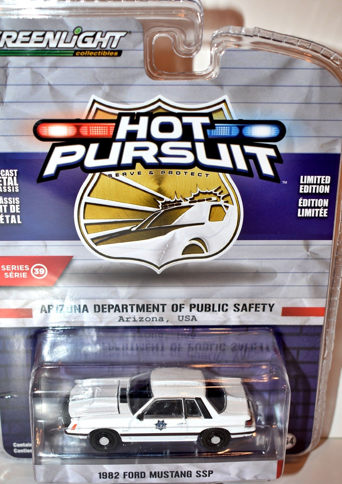 Greenlight Hot Pursuit - Arizona Dept of Public Safety 1982 Ford Mustang SSP