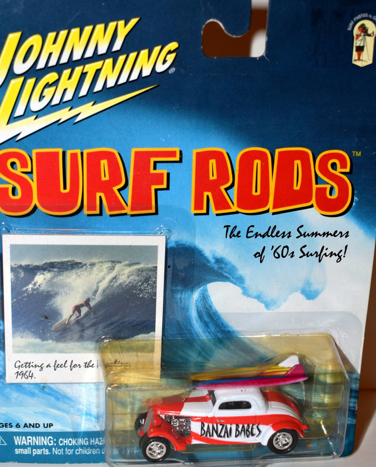 Johnny Lighting Surf Rods - Banzai Babes Flathead Flyer 3 Window Hot Rod Coupe