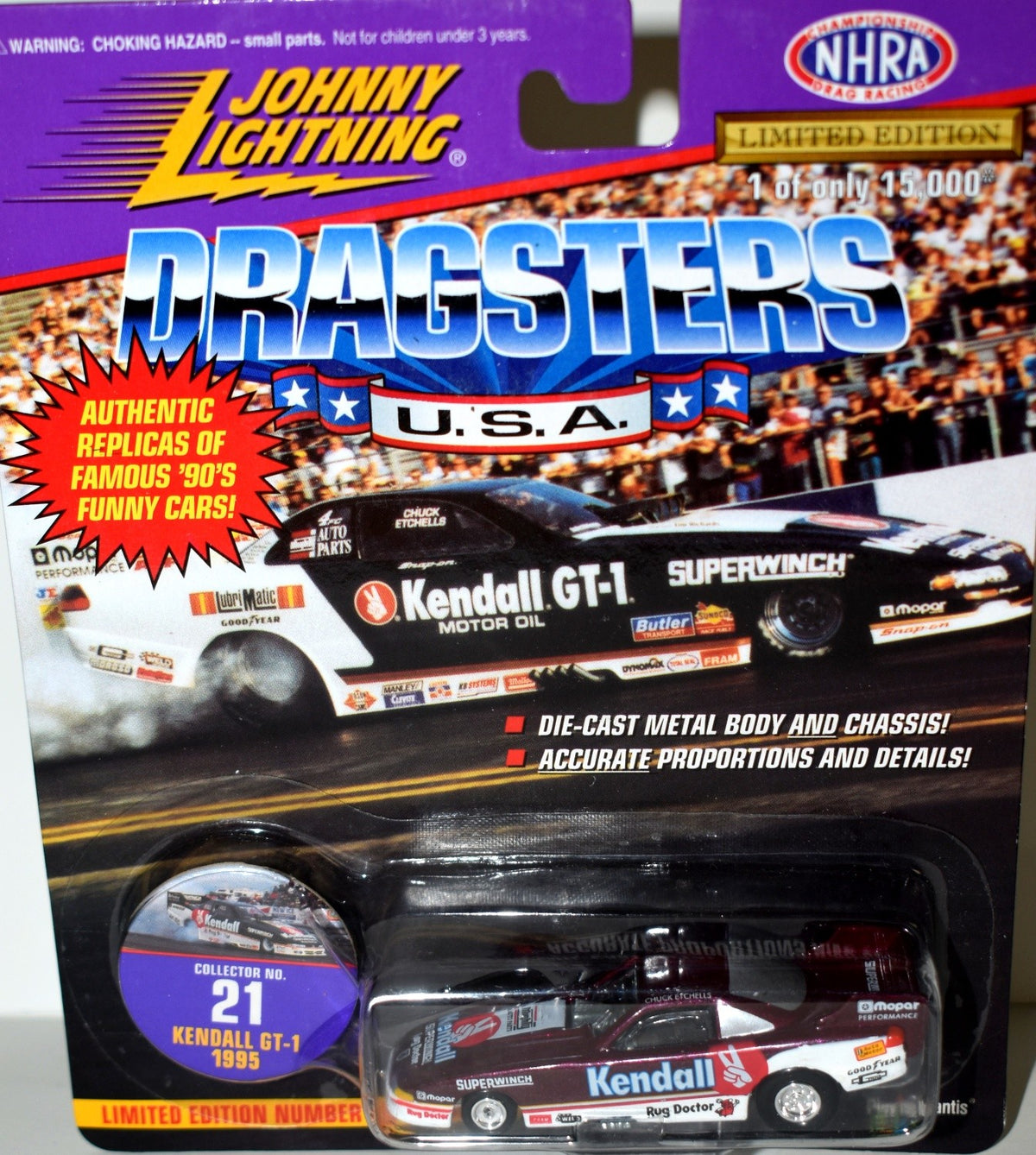Johnny Lightning 1995 Dodge Avenger Kendall Oil NHRA Funny Car