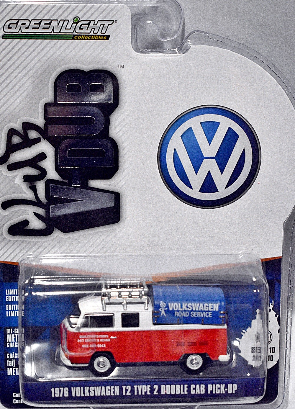 Greenlight - Club V-Dub - 1976 Volkswagen T2 Double Cab Road Service Pickup Truck