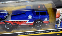 Maisto - Design - 1969 Chevrolet Corvette Stingray and Ford Ramp Truck Set