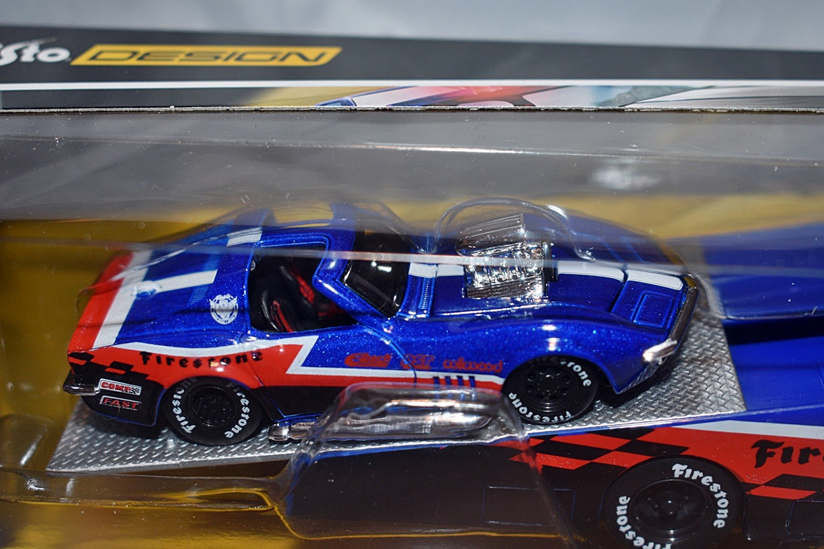 Maisto - Design - 1969 Chevrolet Corvette Stingray and Ford Ramp Truck Set