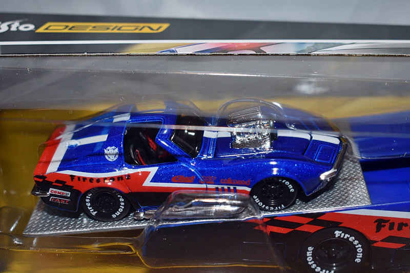 Maisto - Design - 1969 Chevrolet Corvette Stingray and Ford Ramp Truck Set