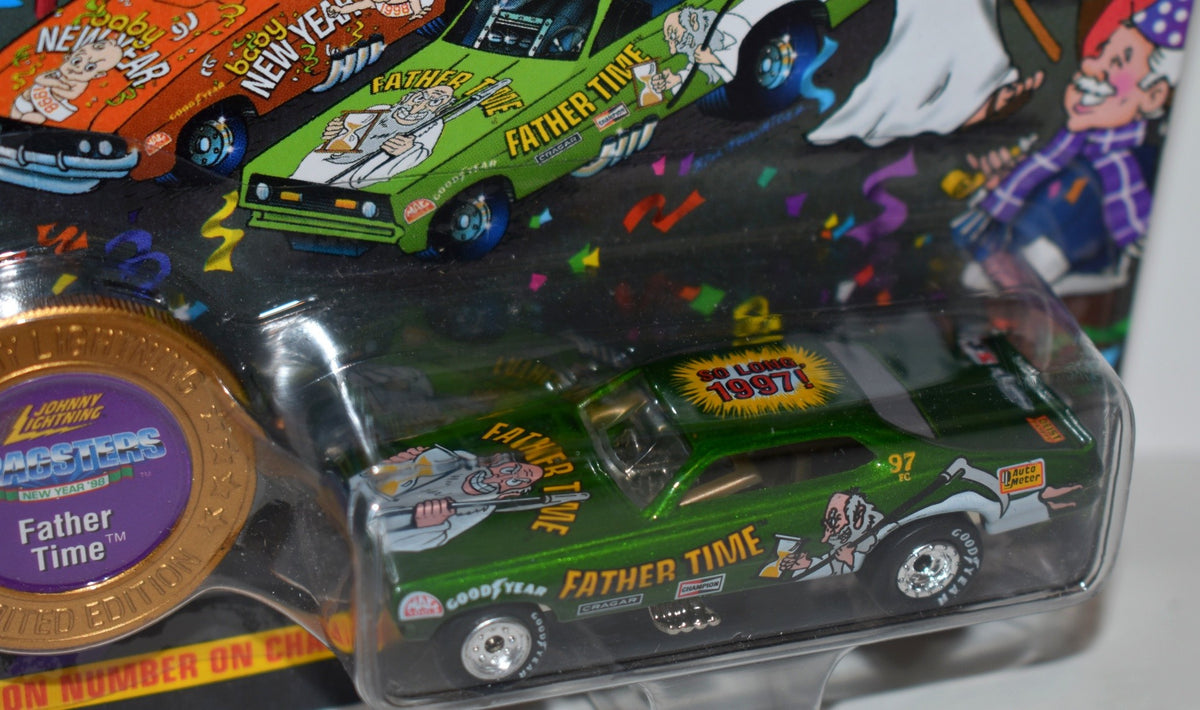 Johnny Lightning Dragsters USA 1998 New Year Dodge Demon Father Time Promo