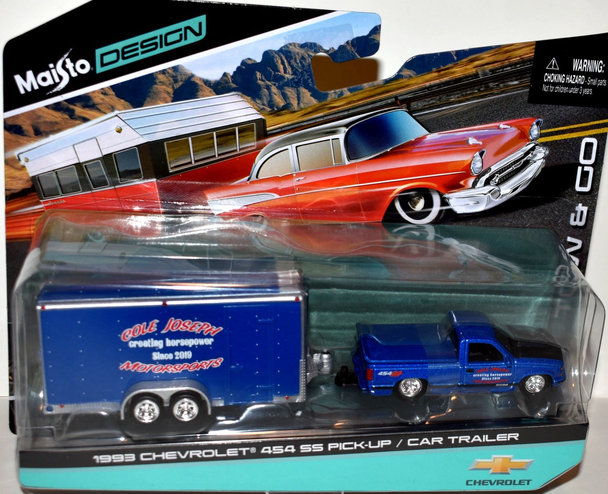 Maisto - Tow & Go - 1993 Chevrolet 454 SS Pickup Truck & Cole Joseph Motorsports Trailer