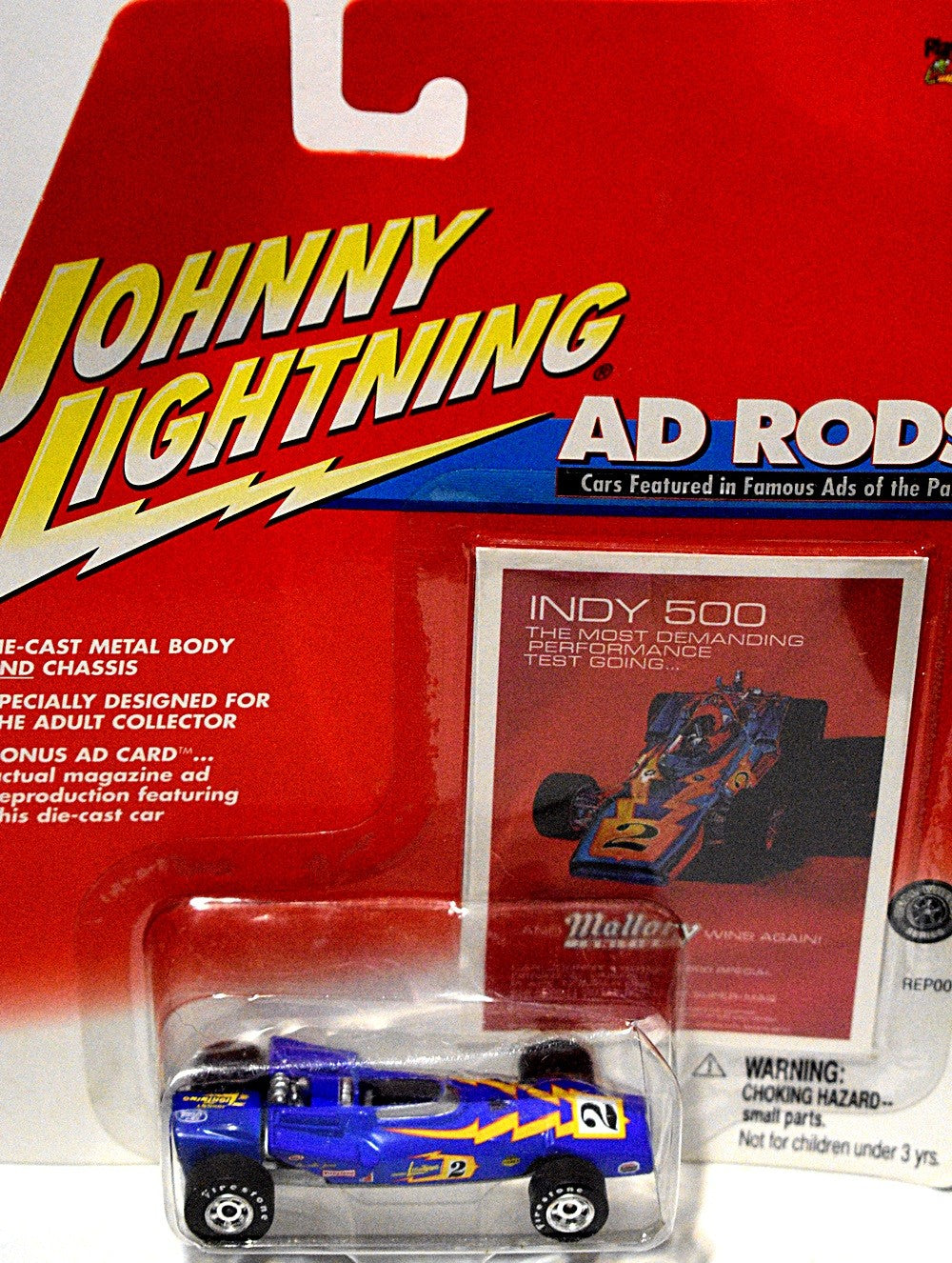 Johnny Lightning Ad Rods - Al Unser Sr. 1970 Winning Indy Car with Johnny Lightning Sponsorship