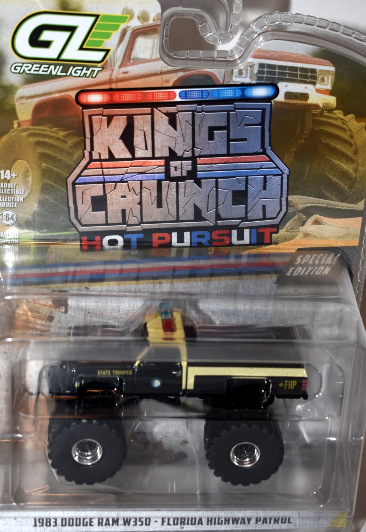 Greenlight - Kings of Krunch Hot Pursuit - Florida Highway Patrol 1983 Dodge RAM W350 4x4 Pickup Truck