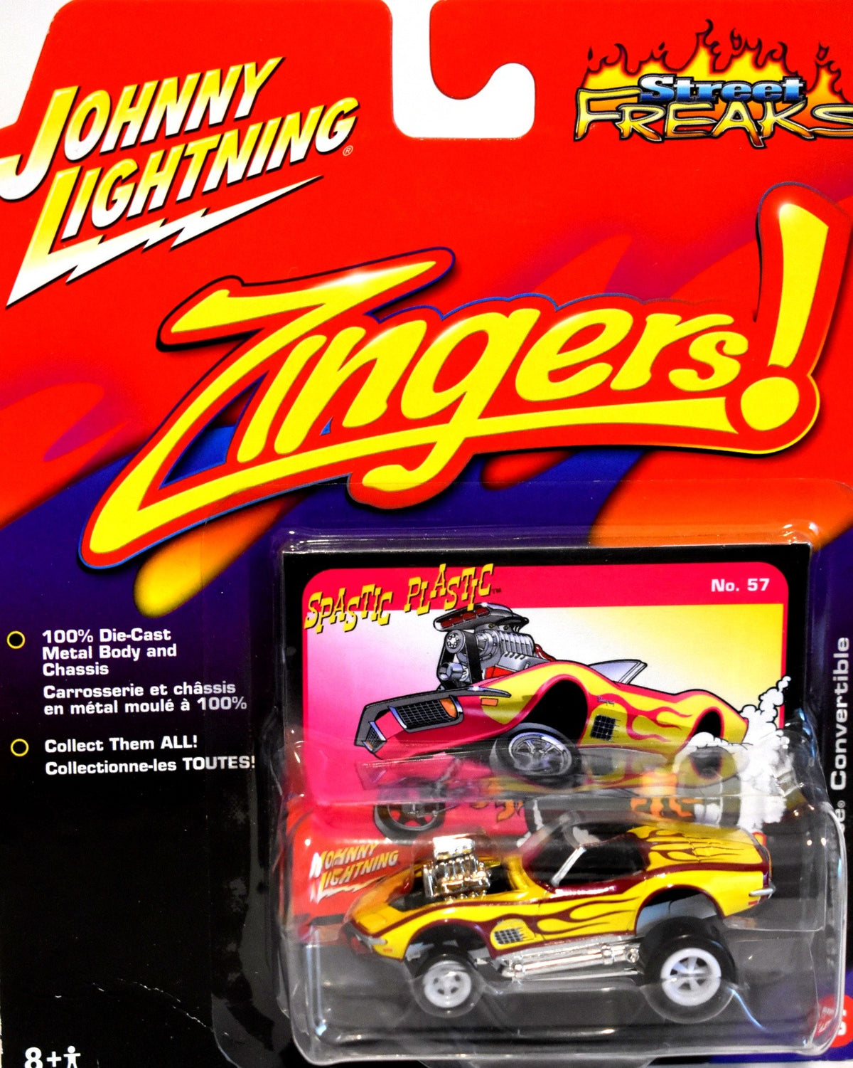 Johnny Lightning Street Freaks Zingers - Rare White Lightning - 1972 Chevrolet Corvette C3 Convertible