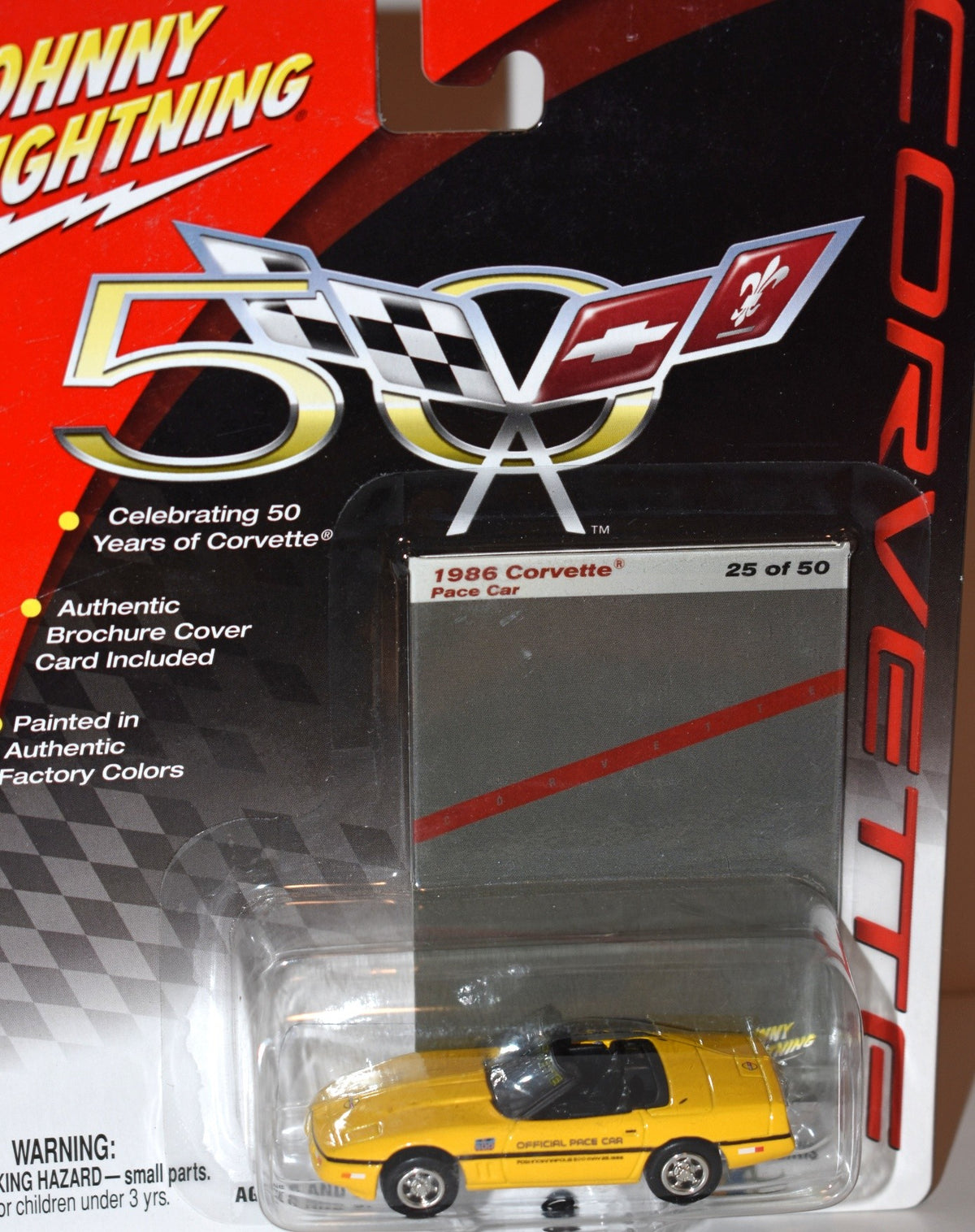 Johnny Lightning Corvette 50th Anniversary – 1986 Chevrolet Corvette Convertible Pace Car