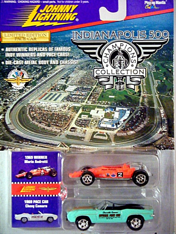 Johnny Lightning Indianapolis 500 Champions Collections: 1969 Chevrolet Camaro Pace Car and 69 Mario Andretti Indy Car